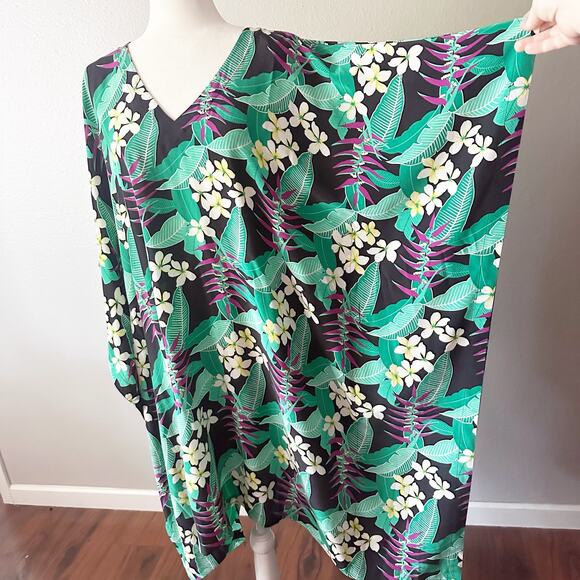 Tommy‎ Bahama 100% Silk Livia Leaves Short Belted Kaftan Women's Size L/XL NEW - Picture 4 of 10